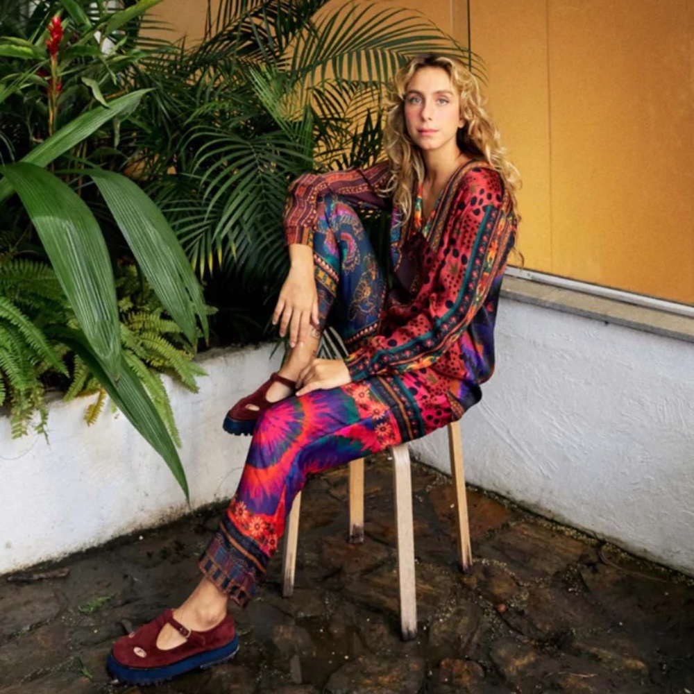 NWT FARM Rio Mixed Scarves Pajama Pants XS